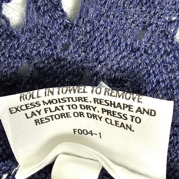 Eileen Fisher Open Knit Waterfall Merino Wool Purple Cardigan Women's Size Large - Picture 7 of 10